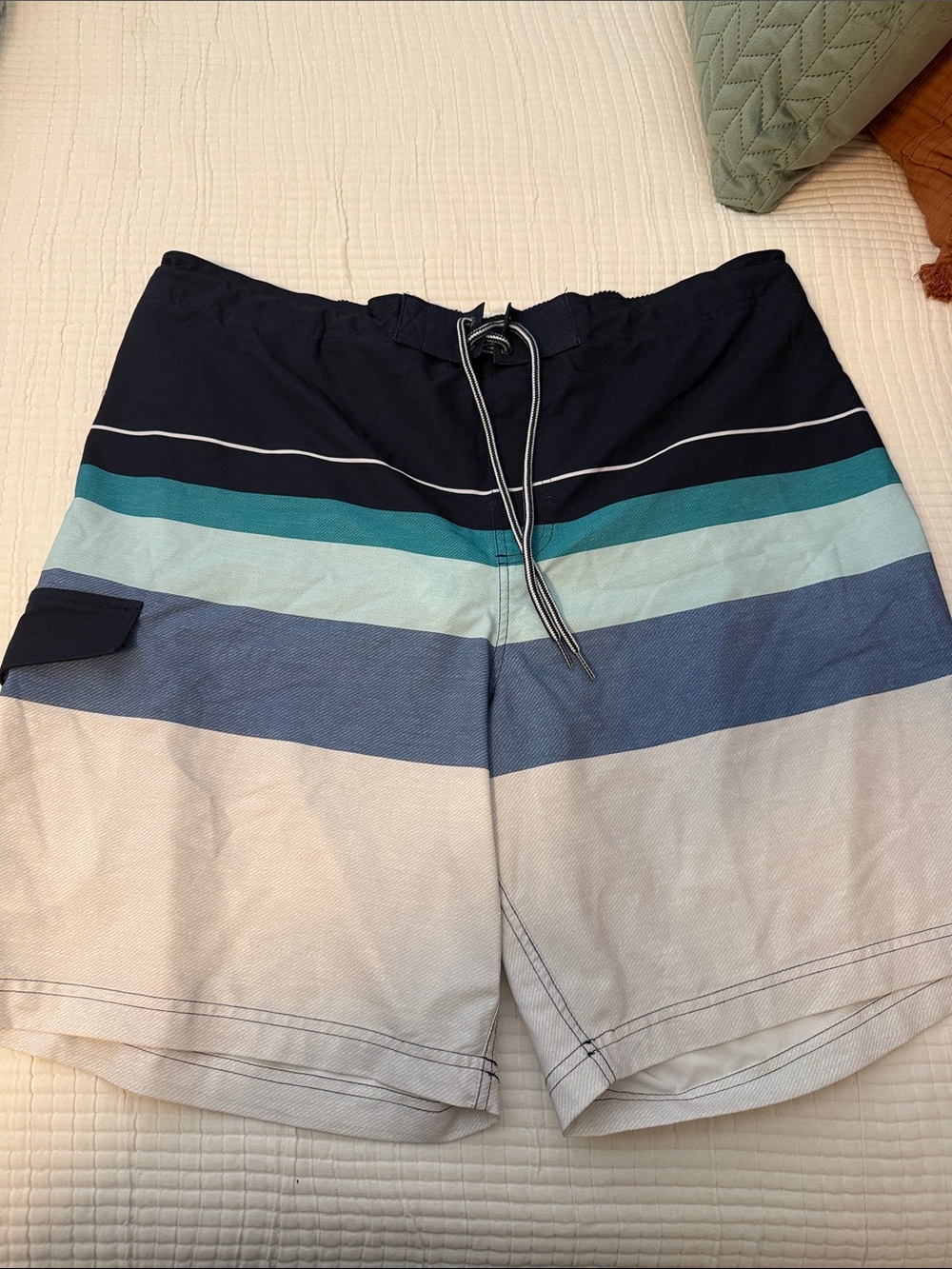 Men's Striped Blue Gradient Swim Trunks